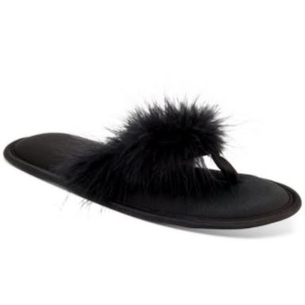 INC International Concepts Womens Marabou Thong Slippers